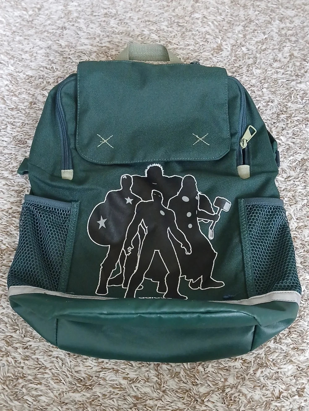 Adidas Marvel Boy's Green Backpack with Superhero Silhouette Small